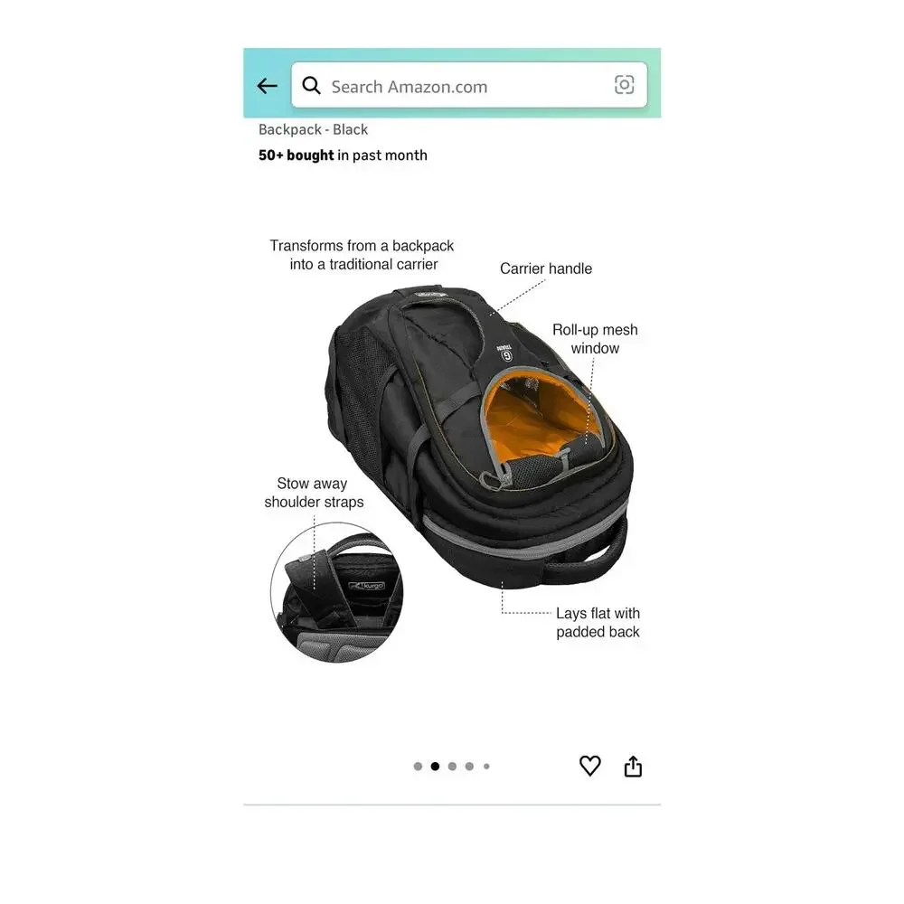 Kurgo Black and Gray Dog Travel Backpack Carrier